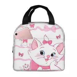 Funny Marie Cat The Aristocats Lunch Bag Portable Zipper Lunch Box School Graphic Cooler Bag Kawaii Waterproof Tote Food Bags