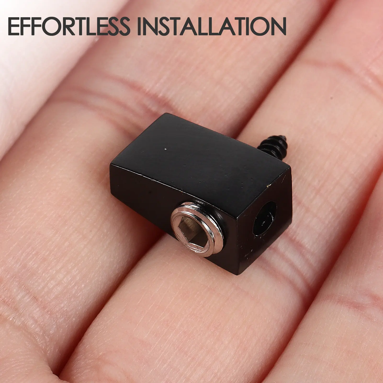 4Pcs Headless Bass Guitar Brass Locking Nut Black Secure String Retainer Clamps for Stable Tuning Replacement for 4-String