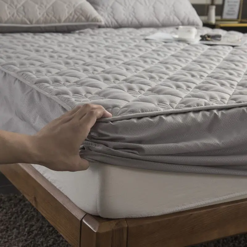 

Thicken Quilted Mattress Cover King Queen Quilted Bed Fitted Bed Sheet Anti-Bacteria Mattress Topper Air-Permeable Bed Pad