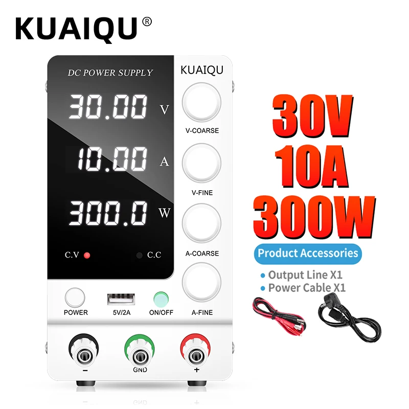 KUAIQU SPS-C3010 Adjustable DC Power Supply 30V 10A 6A Voltage Regulator ON/OFF Preset Current 60V 5A 120V 3A For Repair PCB