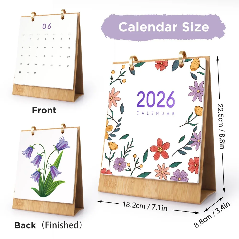 

2026 Edition Desk Calendar 12 Month Handmade Table Planner Hand Drawn Commemorative Standing Flip Calendar Family and Friend