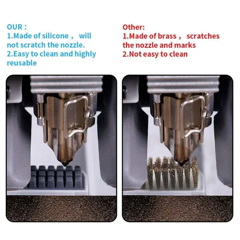 Bambu Lab A1/A1mini Silicone Nozzle Cleaning Brush Hotbed Mounted 3D Printer Scrubber Cleaner Tool for Printer Parts