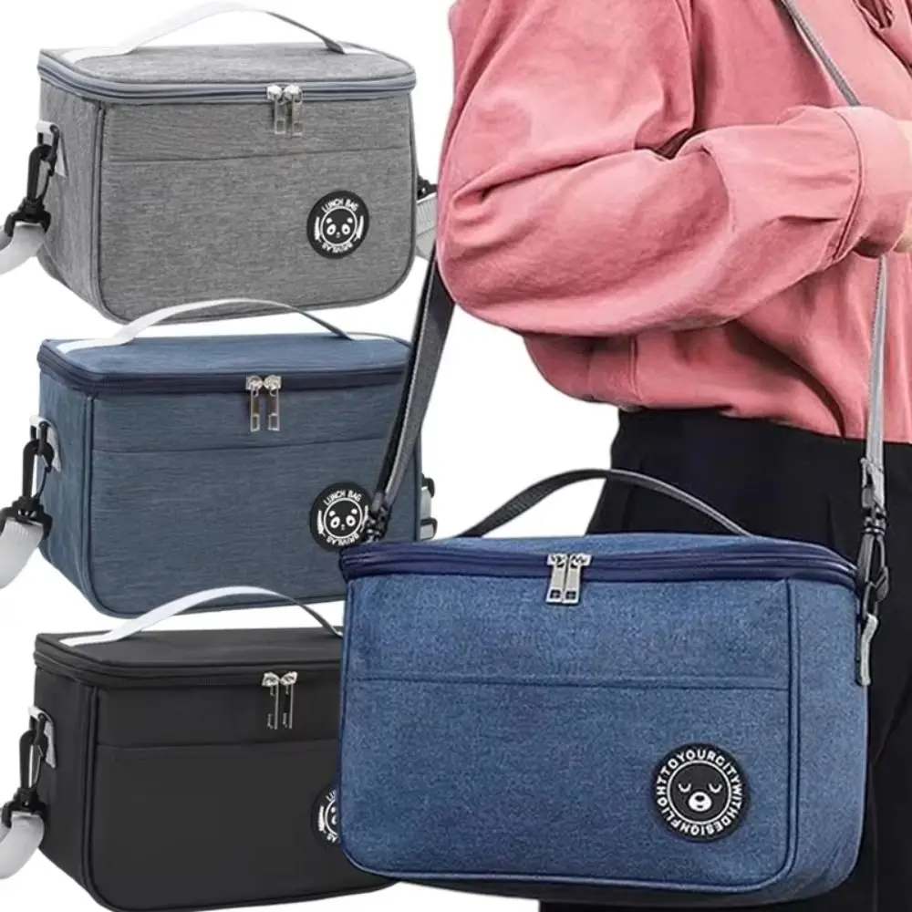 Large Capacity Lunch Bag with Adjustable Strap Thickened Food Insulated Box Double Layer Foldable Cooler Box