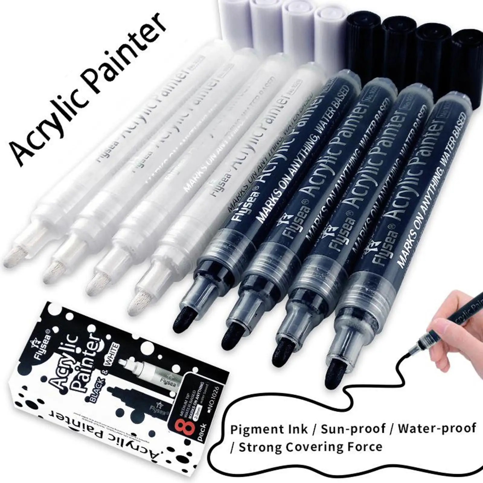 

8pcs Permanent Markers Pen for Metal Ceramic Diary Poster Card Medium Tip - Made of high reliable quality and durable material