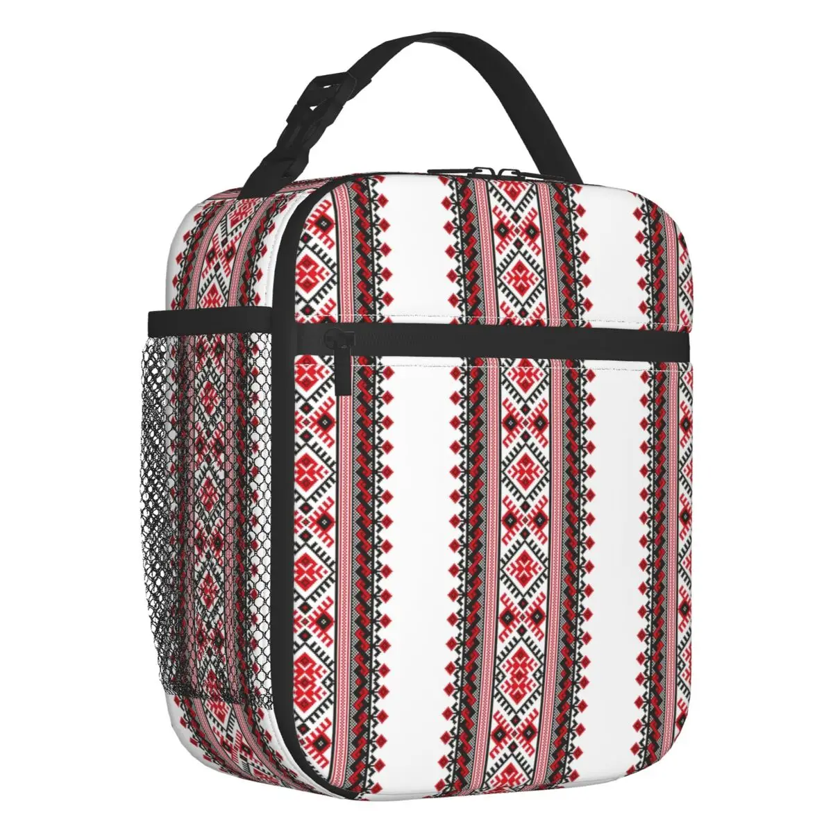 

Ukraine Vyshyvanka Embroidery Insulated Lunch Bag for Women Waterproof Bohemian Geometric Cooler Thermal Lunch Box Office School