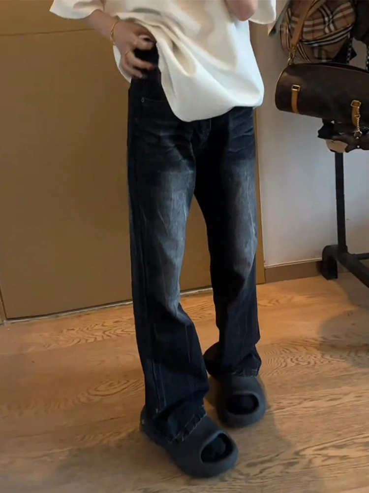 

Мужские джинсы Bla Waed с принтом «Молния», прямые, укороченные, в стиле American High Street