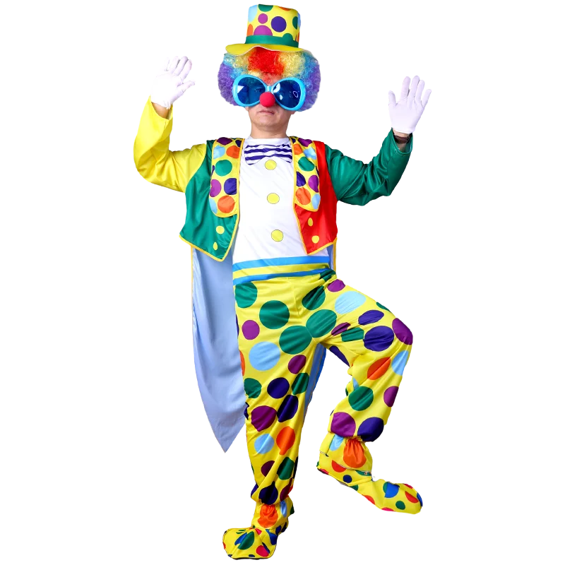 Halloween Adult Funny Circus Clown Jumpsuit Carnival Party Cosplay Men Costume Dress Up