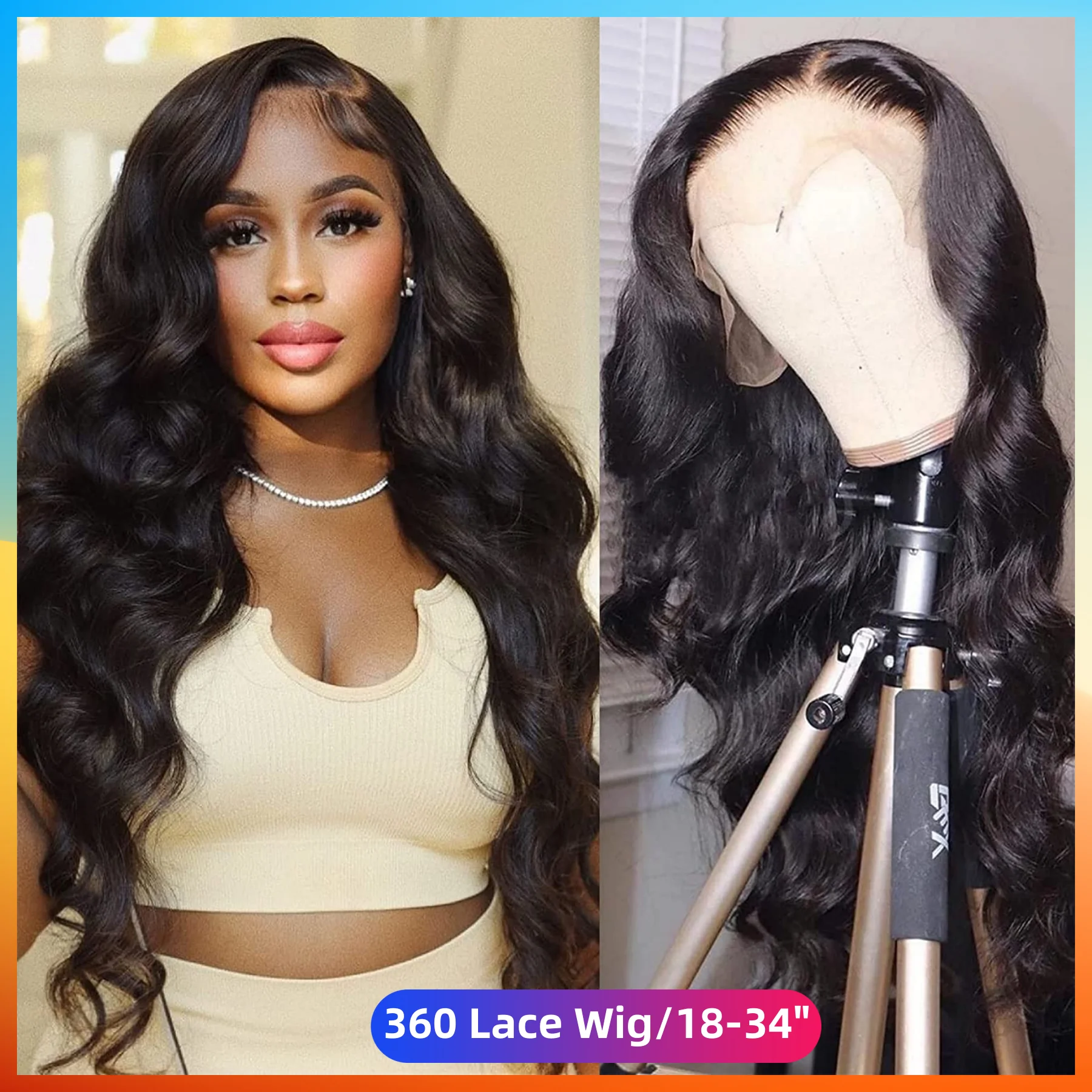 

Body Wave 13x6 Lace Front Wigs Human Hair Pre Plucked 360 Hd Lace Frontal Wig for Black Women 26Inch Peruvian Real Natural Hair