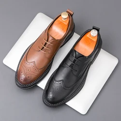 Business Formal Leather Shoes Luxury Men's Casual Classic Wedding Fashion Handmade Quality Oxford Pointed Office Derby Shoes