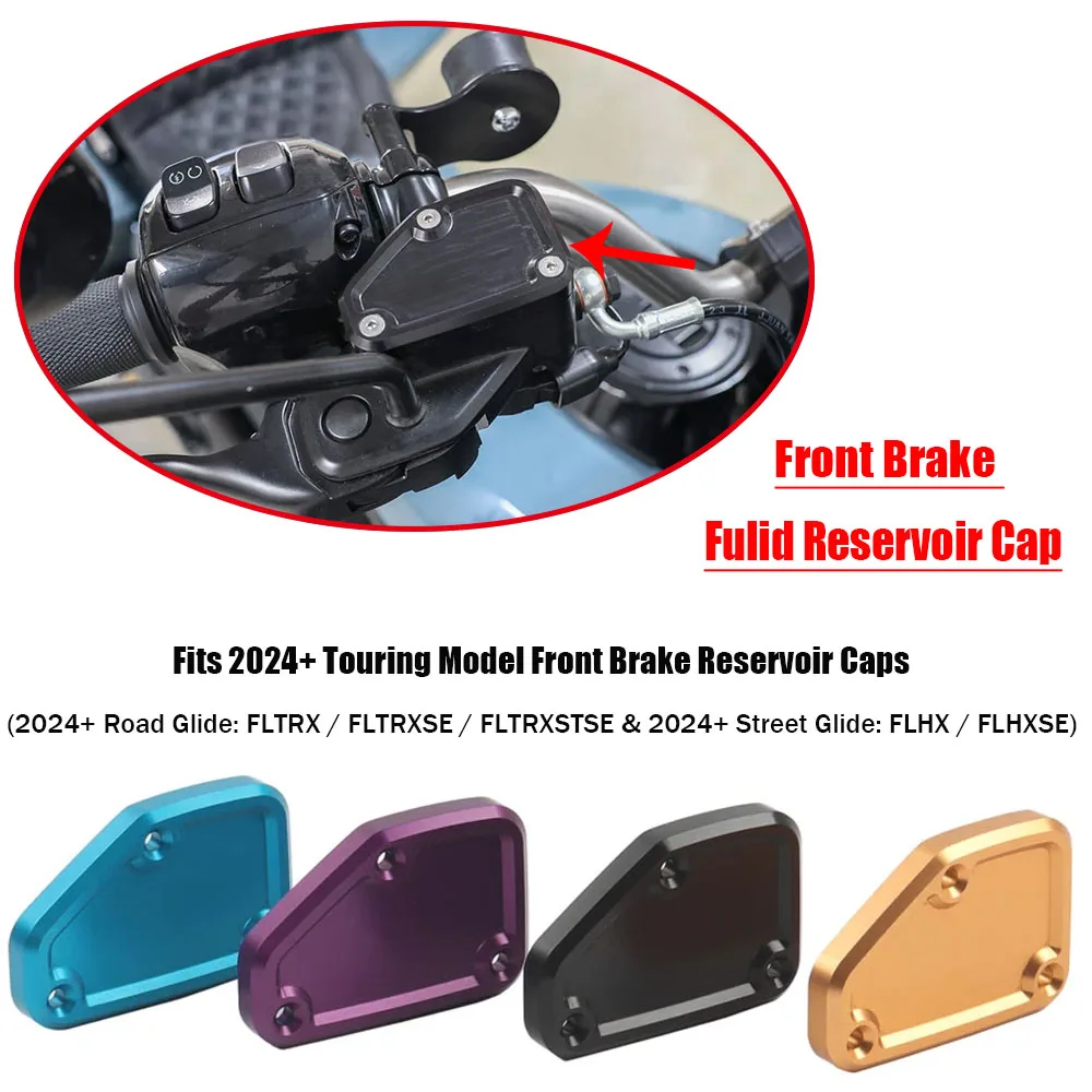 For Harley Touring CVO Road Glide FLTRXSE Street Glide 2024+ Motorcycle Accessories Four Colours Front Brake Fulid Reservoir Cap