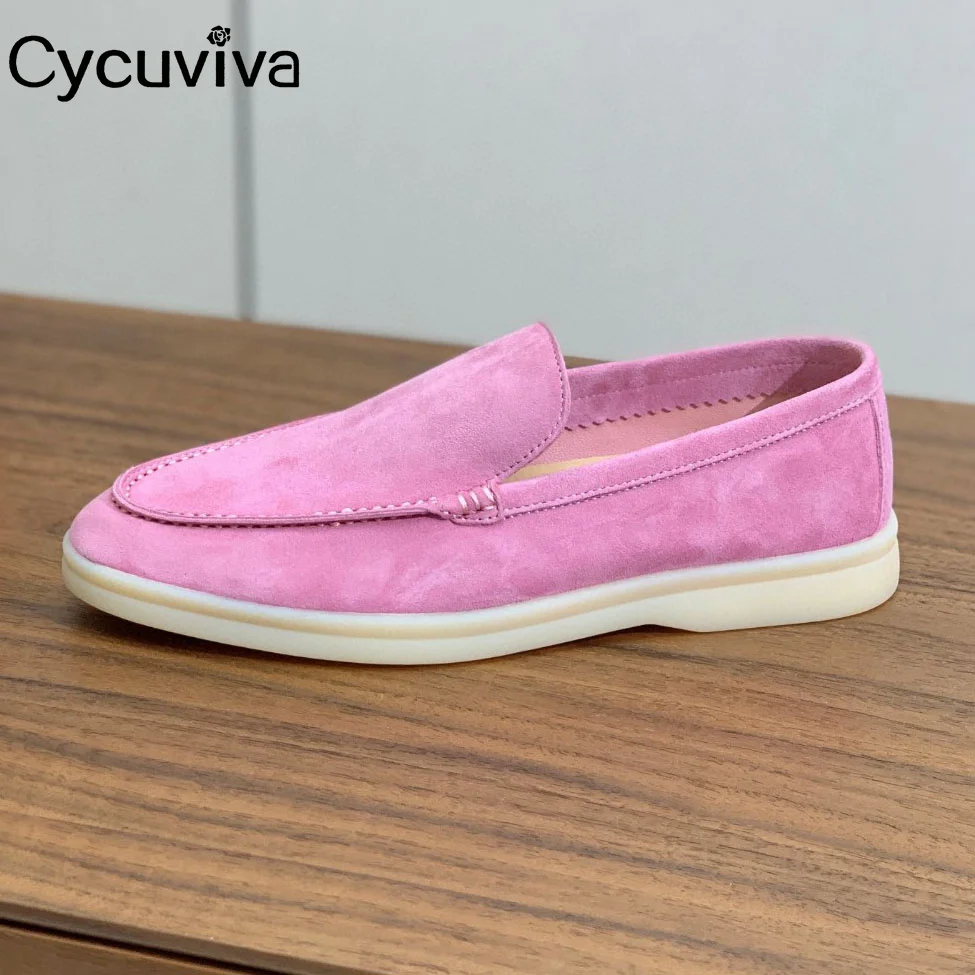 2024 Hot KidSuede Spring Summer Walk Loafers Mules Women Round Toe Slip On Penny Flat Shoes Unisexy Casual Shoes for Man Woman