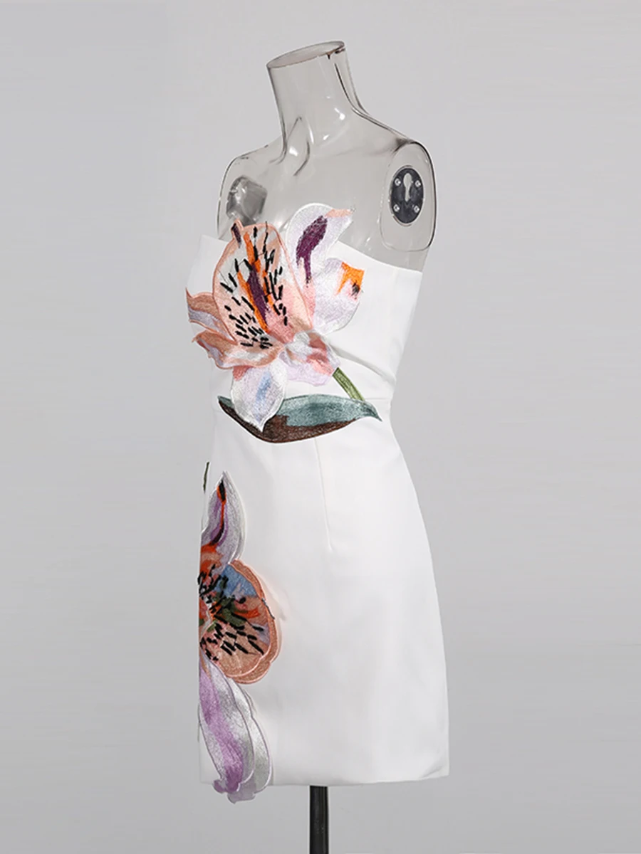 CHICEVER – robe brodée épissée pour femme, col carré, sans manches, amincissante, douce et élégante, mode d'été