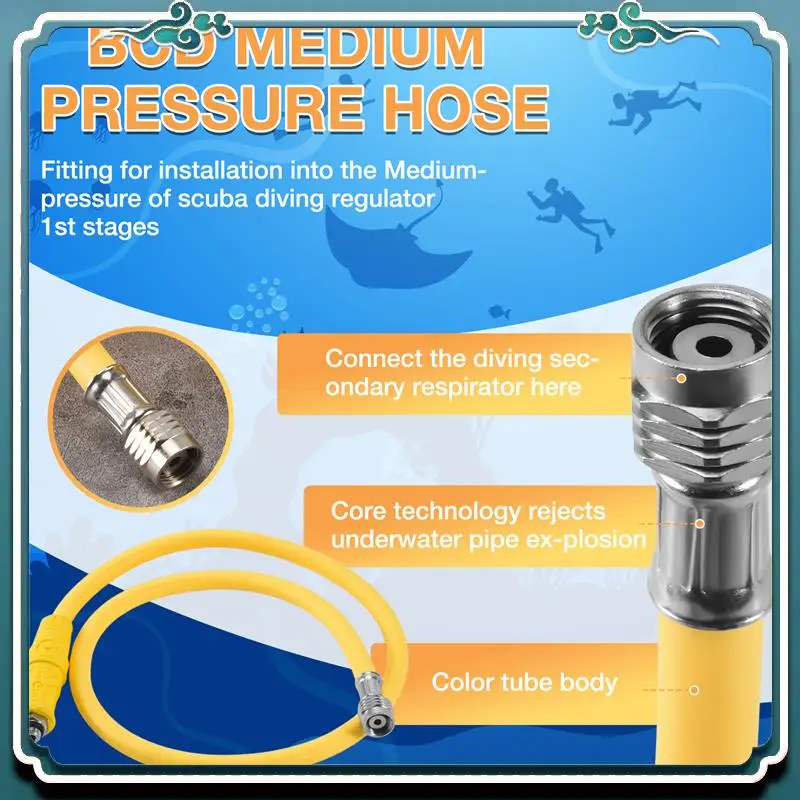 

Reliable Durable Scuba Diving BCD Medium Pressure Hose Scuba Diving Regulator For 2Nd Gauge Breathing Regulator