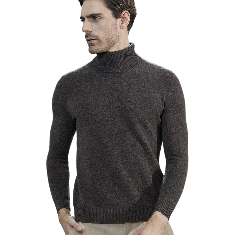 Men Knitted Sweaters Cashmere Sweater 100% Merino Wool Turtleneck Long-Sleeve Thick Pullover Winter Autumn Male Jumpers Clothing