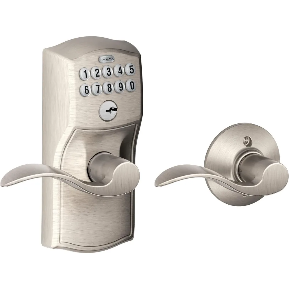 

CAM 619 ACC Camelot Keypad Lock with Accent Lever, Auto-Lock, Electronic Keyless Entry, Satin Nickel Door Locks