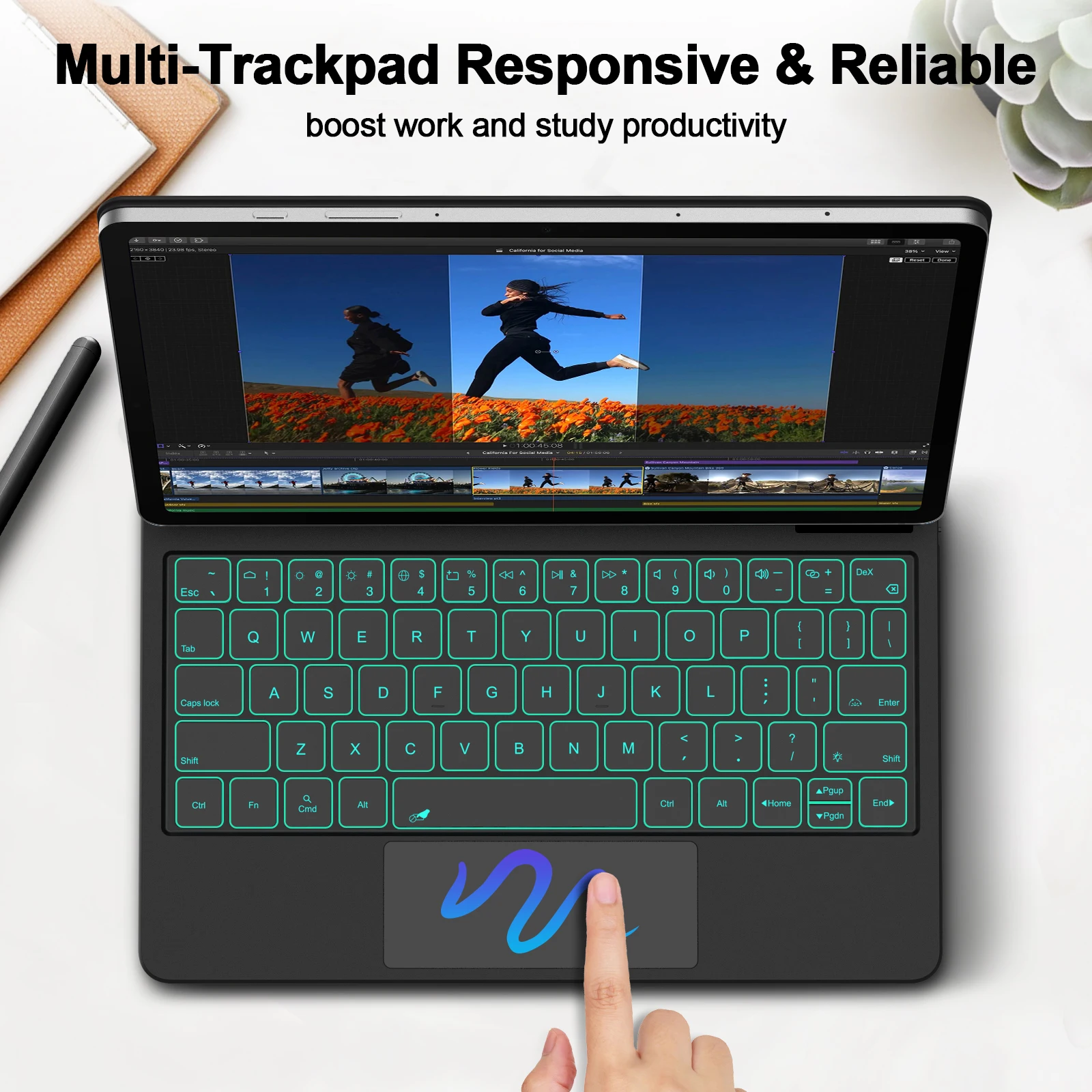 Magic Keyboard For Samsung Galaxy Tab S11 S10 Plus S10 Lite S8 S9 S7 FE 11 12.4 inch Trackpad Backlit floating with Pen Holder