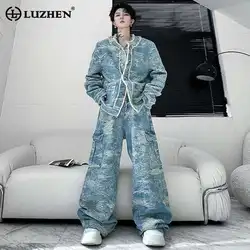 LUZHEN 2025 Spring Long Sleeve Jacket Sets Burr Design Fashion Personalized Street Baggy Straight Pants Casual Two Piece LZ4933