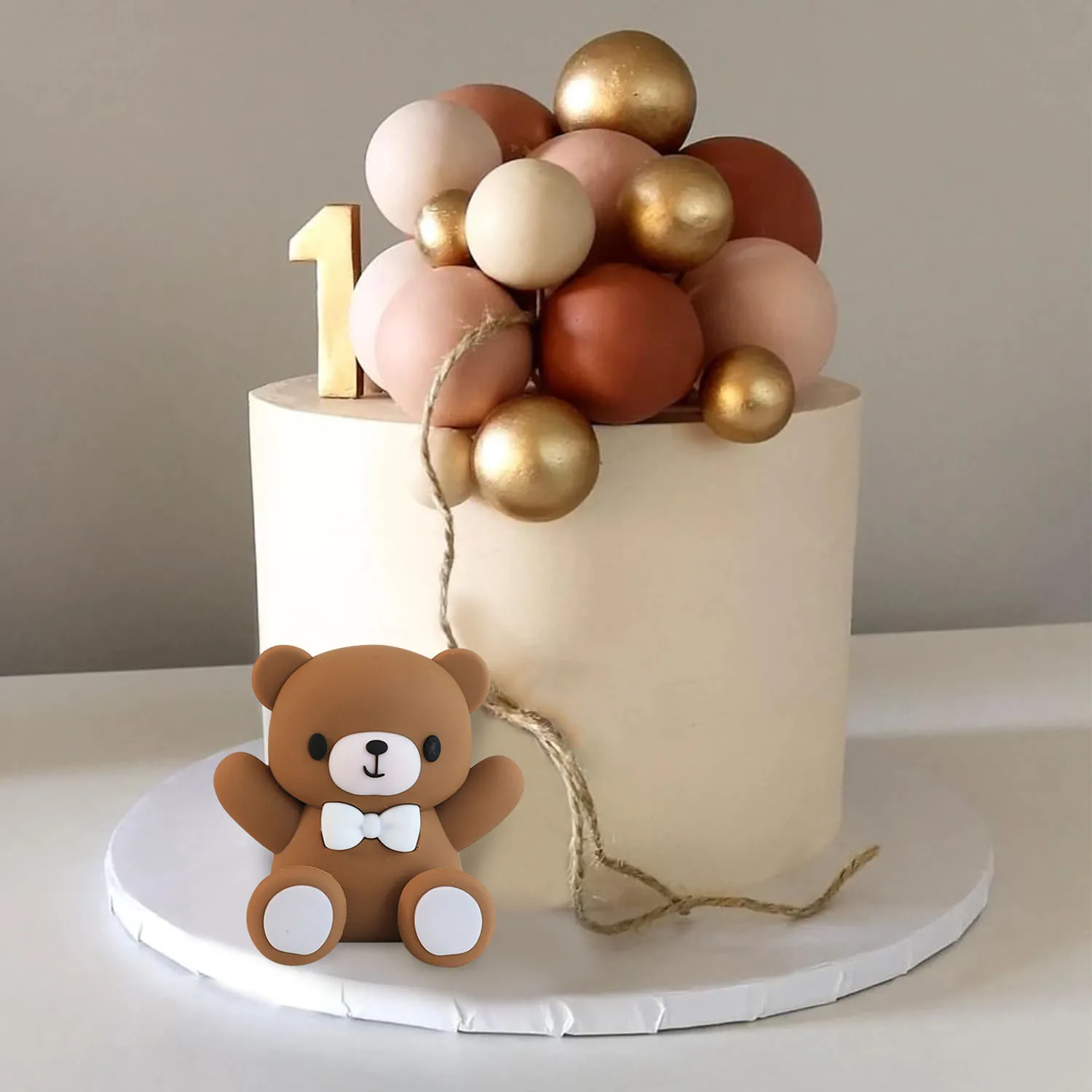 Toppers de gâteau d'ours 3D, décorations de gâteau d'ours pour garçon, fille, baby shower, fournitures de fête d'anniversaire