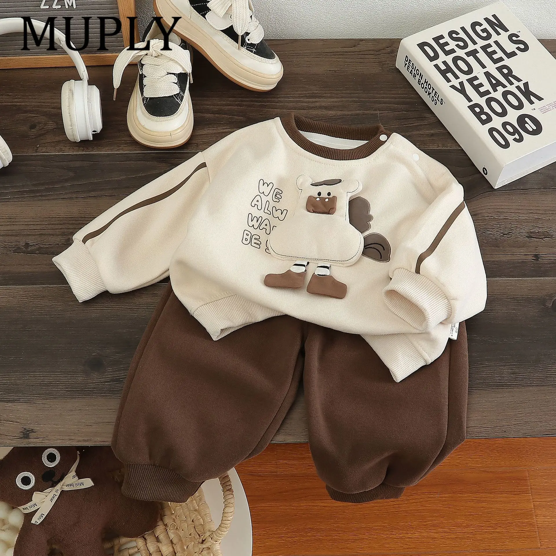 Autumn Baby Boys Cotton Sweatshirts Pants Sequin Jackets Suits Girls Cartoon Pullover Kids Trousers Children's Clothing