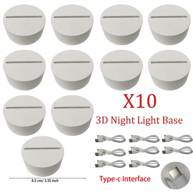 10 stks 3D Nacht LED Licht Lampvoet Anime Labubu Acryl Decoratieve Lichtshow Display Stand met Type-c Kabel 7 kleuren Houder