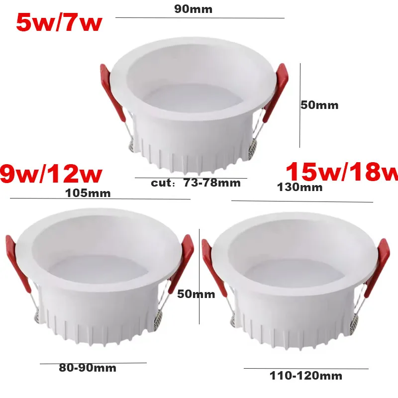 Dimmable Recessed LED Downlights 220V 9W 12W 15W 18W Anti-glare Led Ceiling Lamp Narrow Led lights with Driver for Room Bedroom