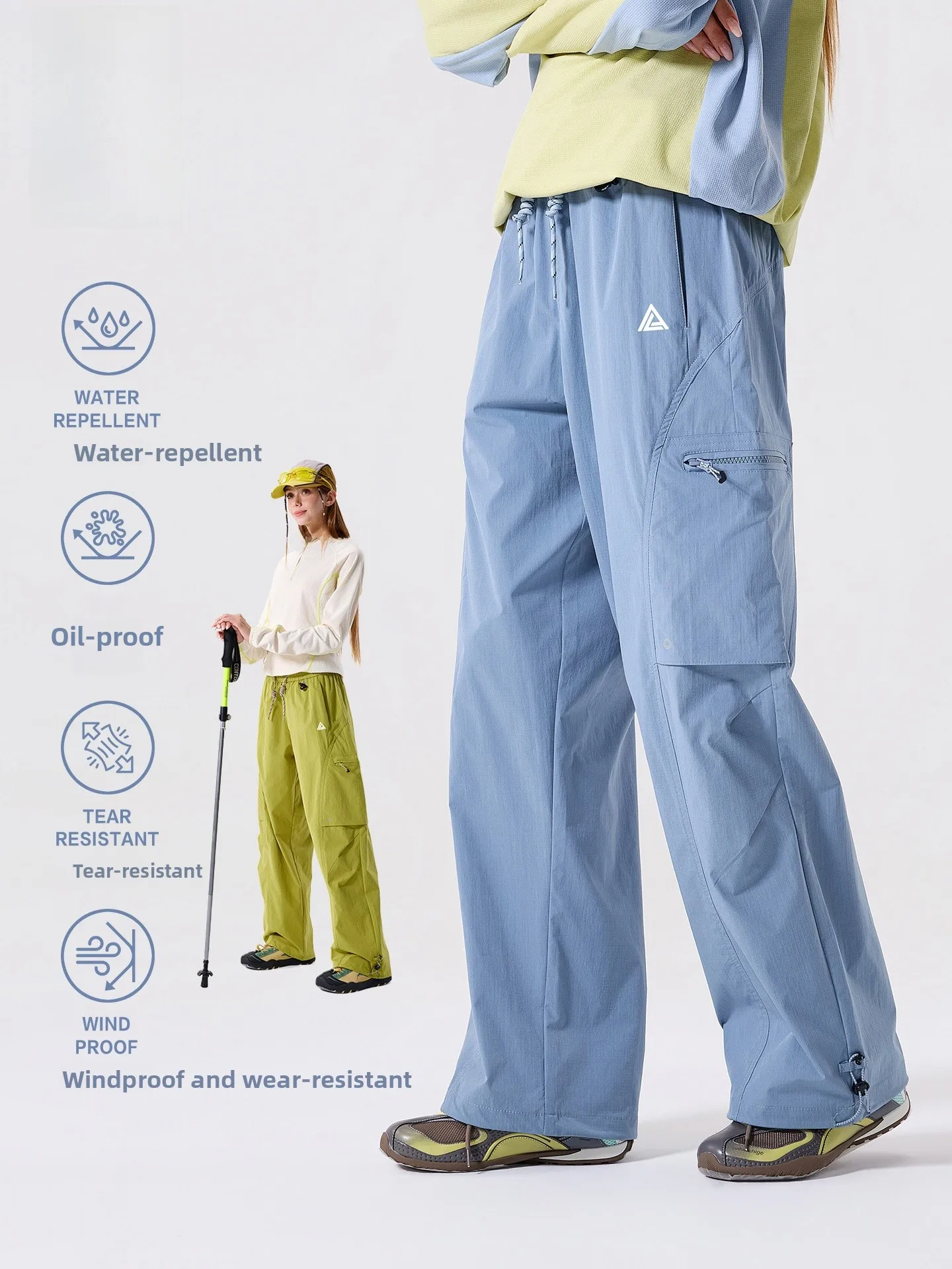 LAZY DAY Outdoor Three-Proof Hiking Pants Men's Loose Straight Leg Casual Long Trousers Polyester Fiber Autumn Season