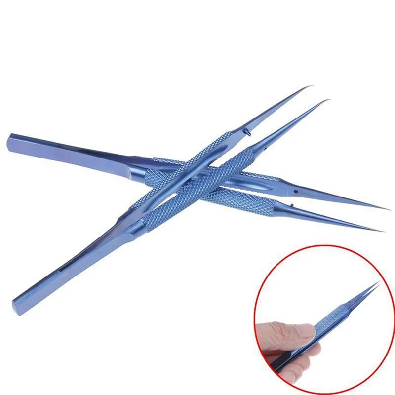 2 Piece Maintenance Tool Of Titanium Alloy Tweezers Machine 0.15Mm Demagnetization Of Sharp-Pointed Straight Bending Tweezers