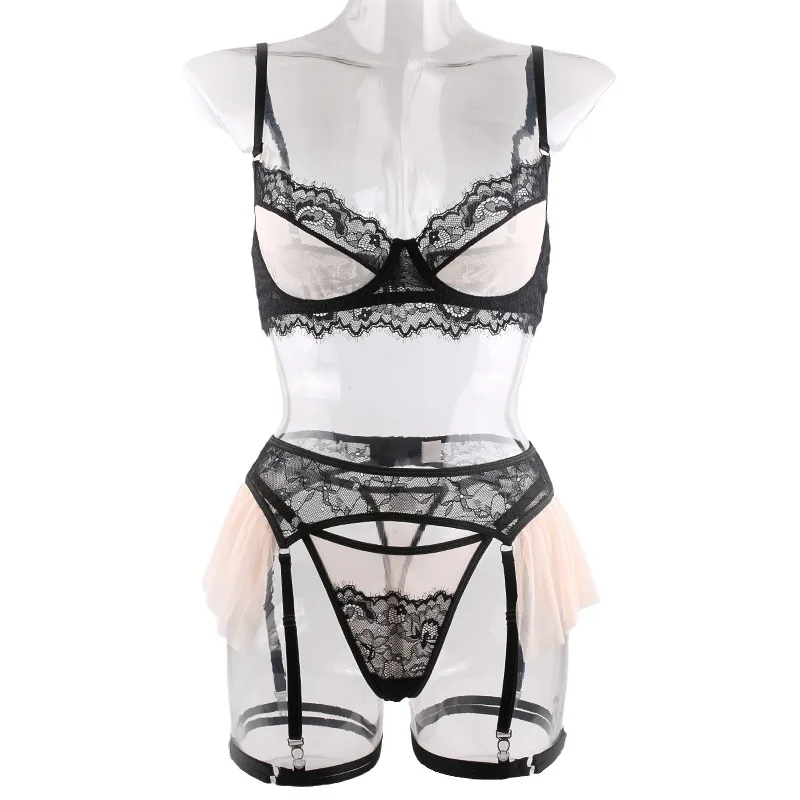 Faionable сексуальный кружевной бюстгальтер со стальным кольцом, брюки с низкой талией, женское нижнее белье, трансграничный новый Sle
