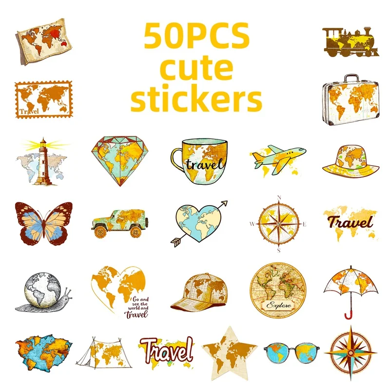 10/30/50 Uds. Mapa de colores bonitos pegatina adhesiva de PVC decoración estética DIY para niños Scrapbooking suministros de contabilidad manual