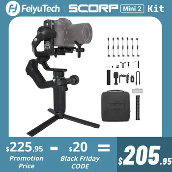 FeiyuTech SCORP Mini 2[공식] Sony A7III Canon R6 Nikon Z30 Fujifilm GoPro11/12 iPhone 14 15Pro Samsung S24, AI Tracker용 올인원 3축 핸드헬드 짐벌 안정기(SCORP Mini 업그레이드 버전)