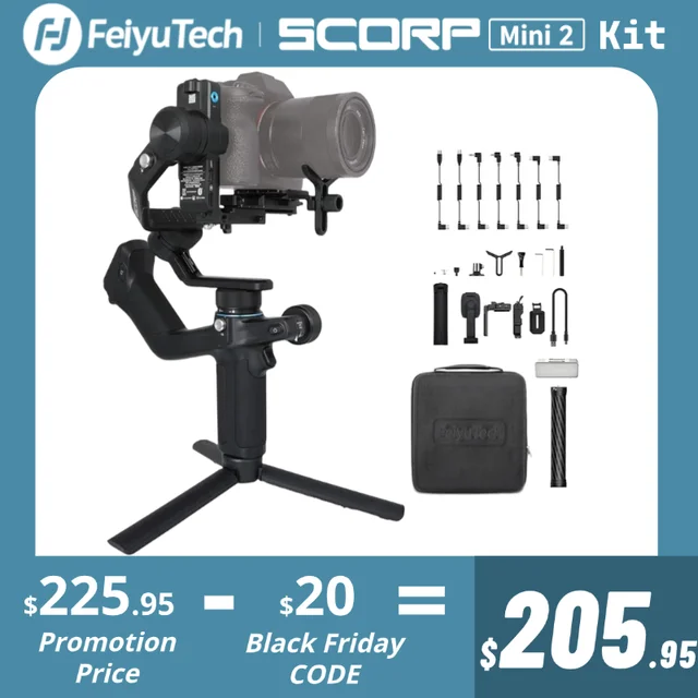 FeiyuTech SCORP Mini-2 All in One Camera Stabilizer,Built-in AI Track  Sensor Handheld Gimbal for Sony,Canon,Nikon,GoPro,iPhone