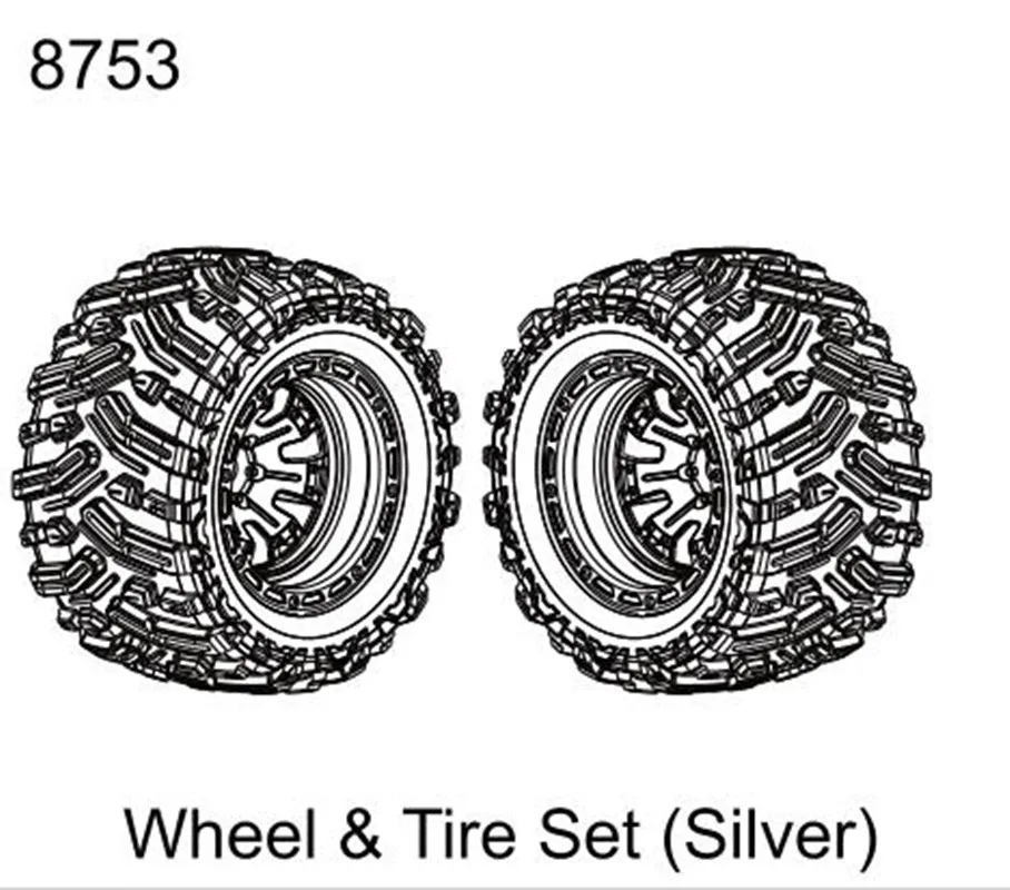 ZD Racing MX-07  1/7 RC Car Wheel & Tire Set (Silver)  Parts Accessories 8753