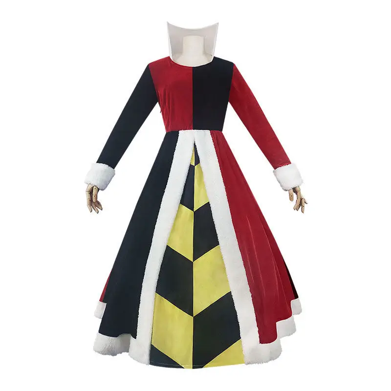 Herzkönigin Cosplay-Kostüm Damen Alice im Wunderland Rote Herzkönigin Europäisches Langes Kleid Halloween Karneval Party Faschingskostüm