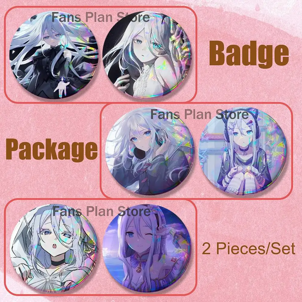 K-Kanade Yoisaki Brooches For Backpack Accessories 25,32,44,58,75mm Round Enamel Pins 2-piece Set Cartoon Anime Fan Merchandise