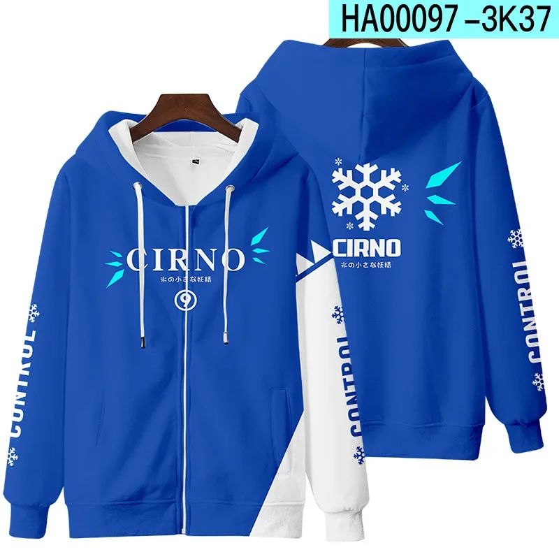 Anime Touhou Project Women/Men Hoodies Sweatshirts Cirno Remilia Scarlet Flandre Scarlet Cosplay Zipper Hooded Jacket Outerwear