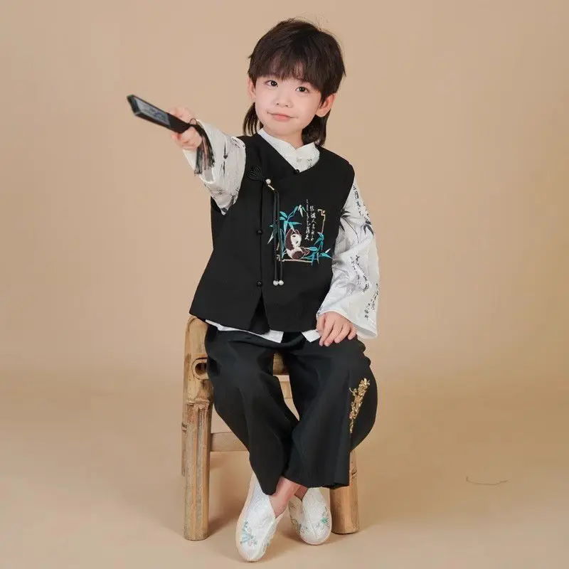 Hanfu Boys' Set Spring and Autumn 2025 New Chinese Style Boys' Autumn Chinese Style Children's Tang 2-Piece Suit Costume LH095