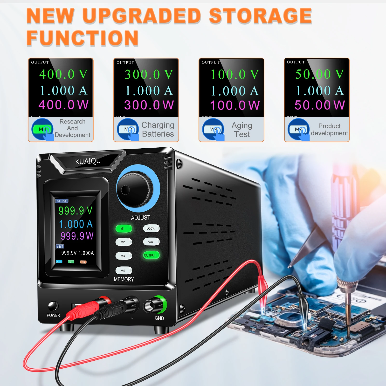 KUAIQU 800W 800V 1A DC Regulated Variable Power Source Adjustable Switching Power Supply High Voltage with RS-232 SPPS-D8001