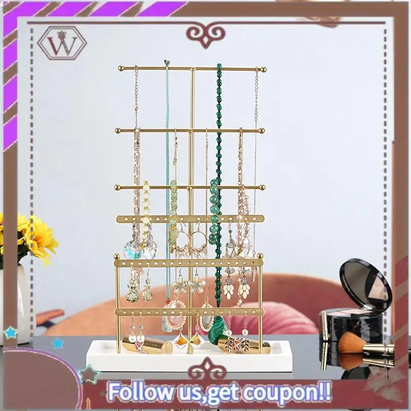 

(New)-6-Layer Jewelry Rack Removable Solid Wood Base Ring Storage Box Earring Jewelry Rack Necklaces Rings Jewelry Box