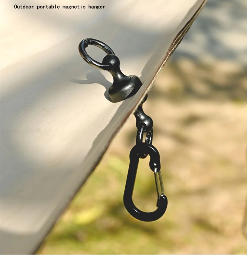 Portable Steel Fishing MRC Strong Magnetic Hook Quick Release Clips Net Holder with Fishing Coil Lanyard Aluminum Carabiner