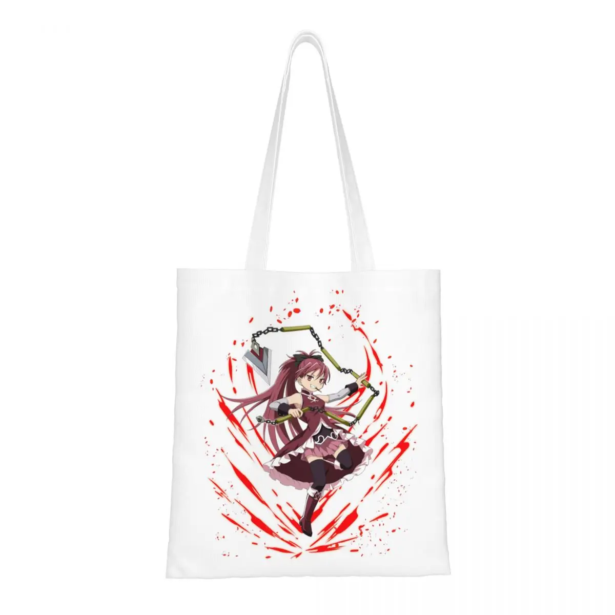 

Mahou Shoujo Kyoko Sakura Холщовая большая сумка Эстетическая большая вместимость Madoka Magica Модные сумки в стиле аниме для унисекс