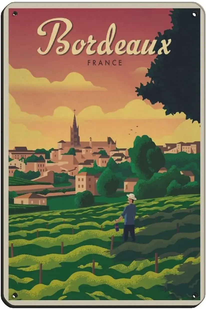 

Vintage Travel Poster Bordeaux Retro Poster Metal Tin Sign Chic Art Retro Iron Painting Bar People Cave Cafe Family Garage Poste