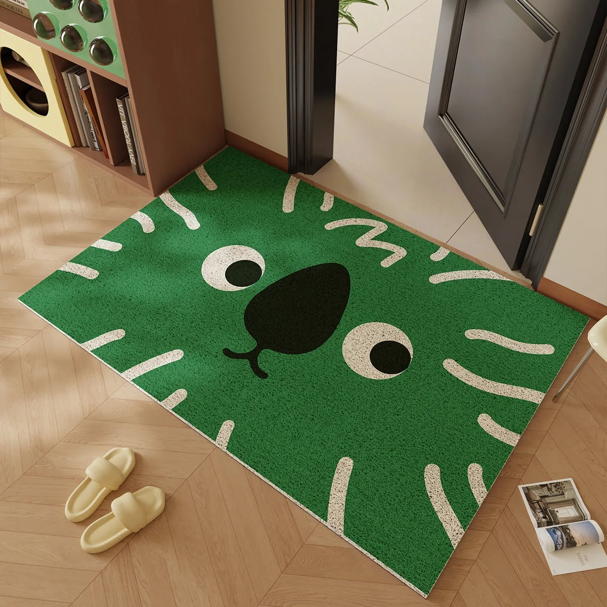 Entry Door Mat Welcome Rug Cartoon Creative Design Carpet Pvc Silk Ring Entrance Doormat Dirt Trapping Non-slip Rugs Fußabtreter