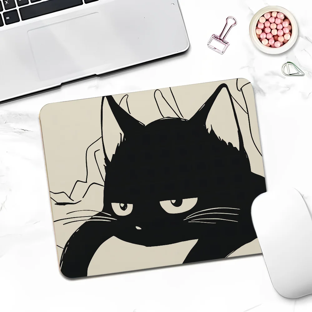 Black Cat Rubber Small Office Student Gaming Thickened Large Writing Pad Non-slip Cushion Mouse Pad for PC Gamer Mousemat