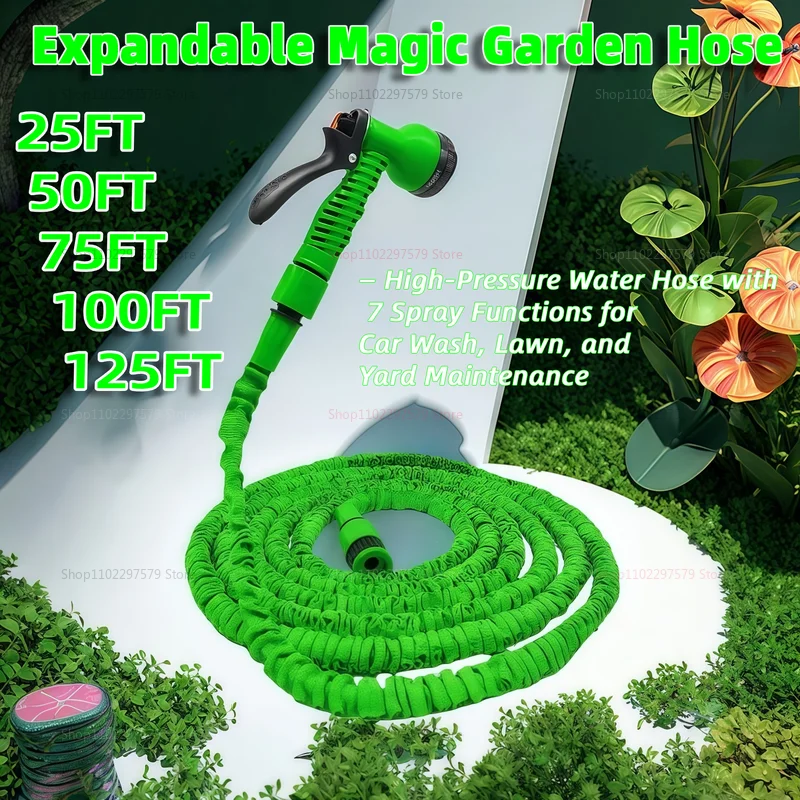 Manguera mágica expandible, 7 funciones de pulverización de agua, alta presión, lavado de coches, pistola de agua para riego de jardín, manguera Flexible para limpieza de patio