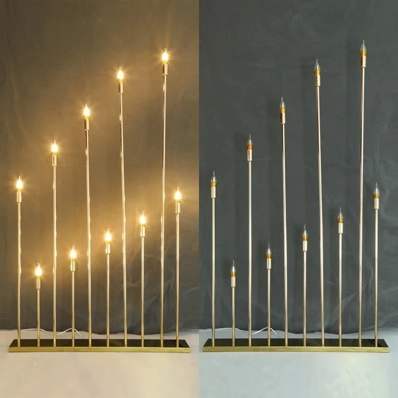 

2 set 10 Heads Metal Candelabra Candle Holders Electric Wedding Table Centerpiece Road Lead Candelabrum For Home Decor