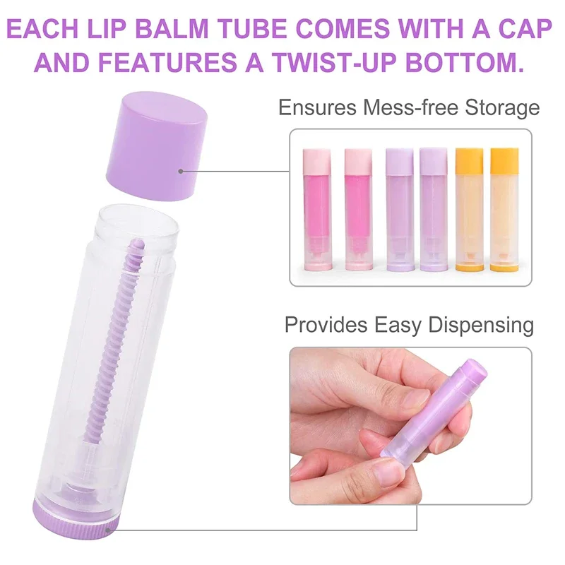 300Pcs Empty 5ML Multi-color Lip Gloss Tubes Bottles Refillable Plastic PP Lip Balm Tube Containers For DIY Chapsticks Lipstick