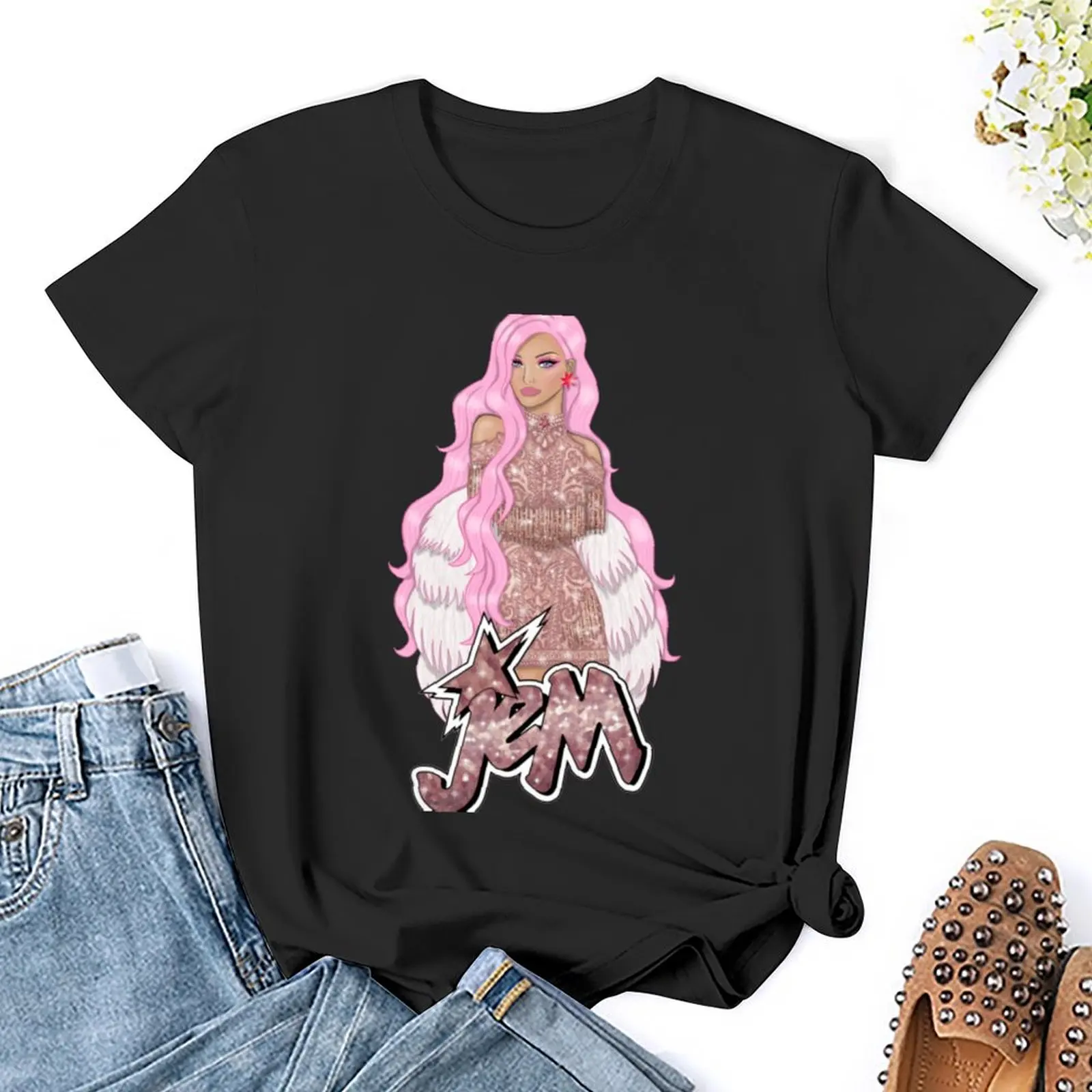 Rose Gold Jem T-Shirt aesthetic clothes korean fashion Female clothing anime clothes t-shirt dress for Women sexy