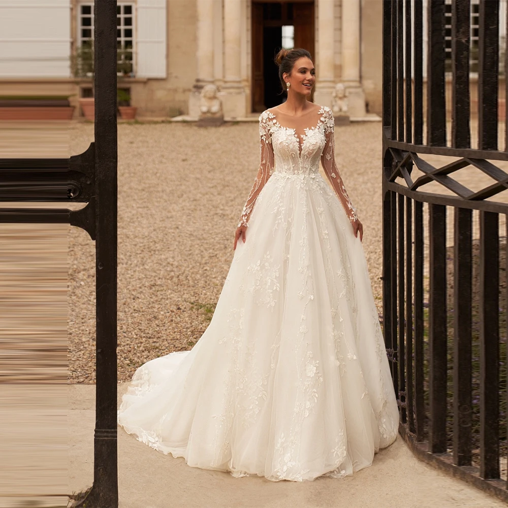

Elegant Tulle Women Wedding Dresses Sexy V-Neck A-Line Bridal Gowns Princess Engagement Ball Vestidos De Novia 2025 Customized
