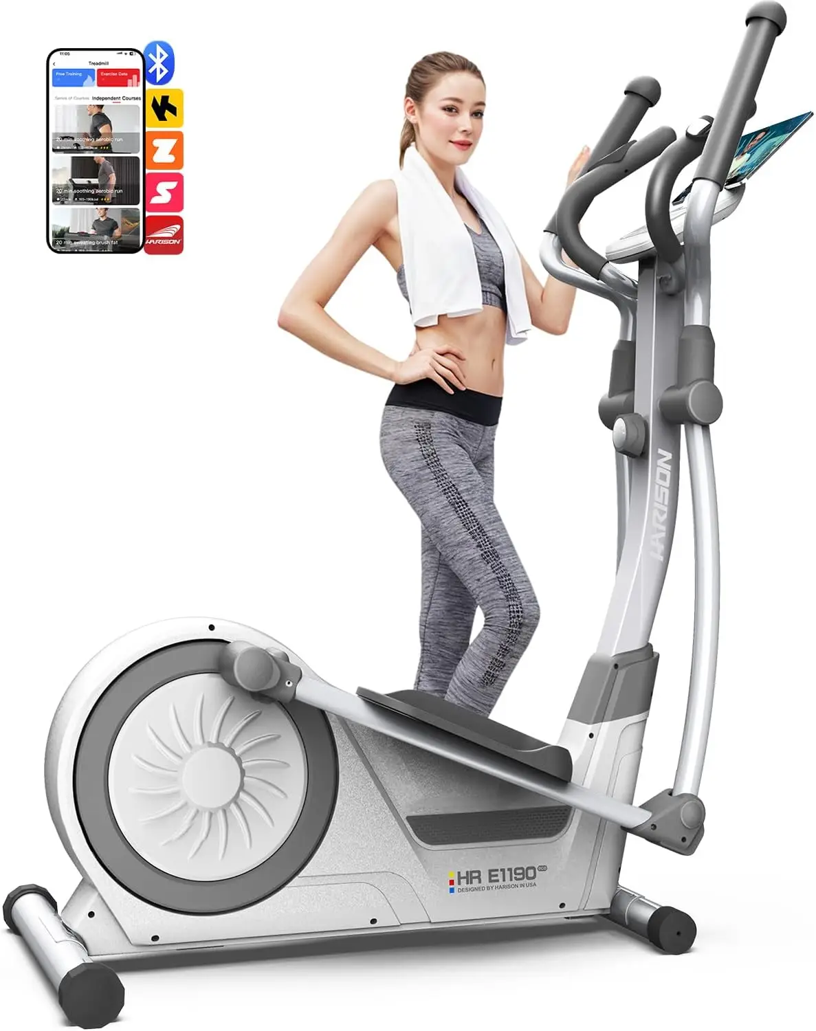 HARISON Elliptical Machine for Home 350 LBS Capacity, Magnetic Elliptical Exercise Machine with 16-Level Resistance Control, Ell