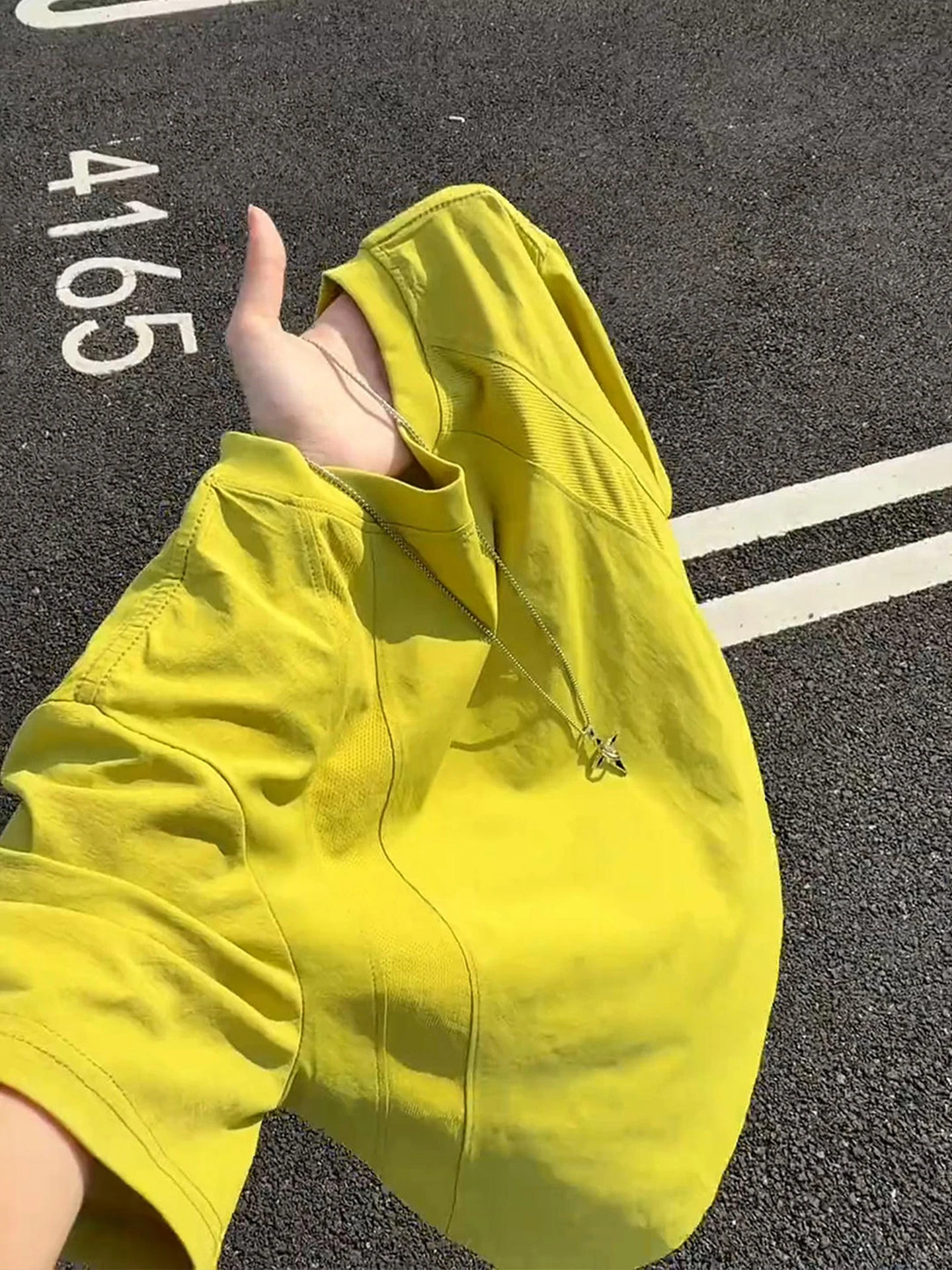 Lemon Green Dopamine Sport Quick Dry Short Sleeve Unisex Summer Cool Feeling Ice Silk T-Shirt Ribbed Patchwork Half Sleeve Tr...